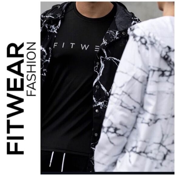 FITWEAR - 🎉HP🎉NWT -L Sz L (10) The Lush Windbreaker/Full Zip/Black/White Marbled - Picture 1 of 16